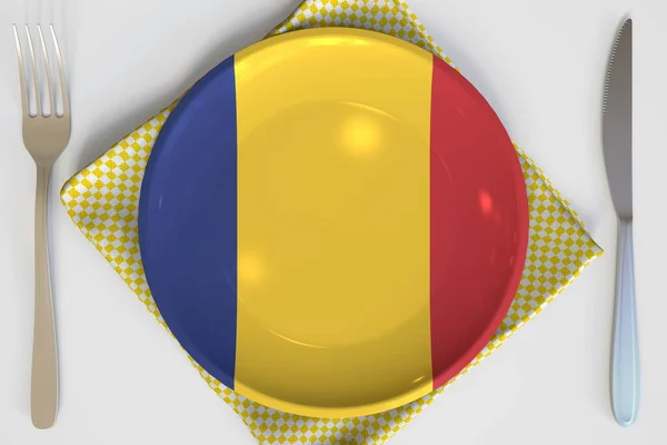 Bandera de Rumania en la placa conceptual 3d rendering — Foto de Stock