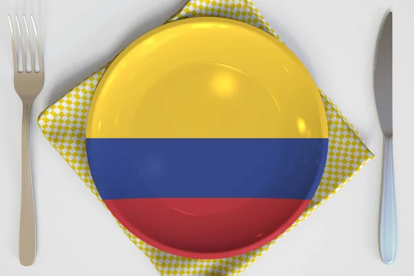Bandera de Colombia en la placa conceptual 3d rendering — Foto de Stock