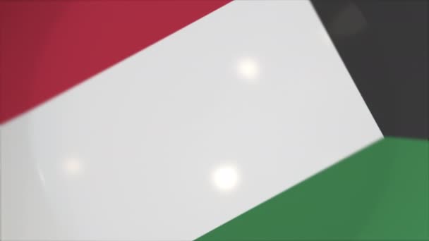 Flag of Kuwait on the plate conceptual 3d animation — Stock Video