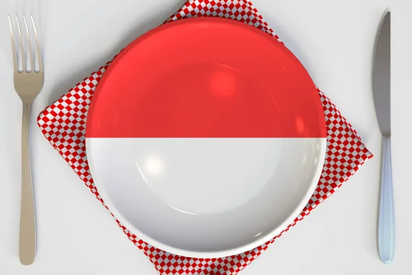 ( 영어 ) Flag of Indonesia on the plate conceptual 3d rendering — 스톡 사진