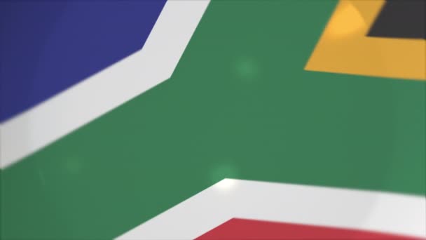 Placa com bandeira da África do Sul sobre a mesa, cozinha nacional conceitual 3d animação — Vídeo de Stock