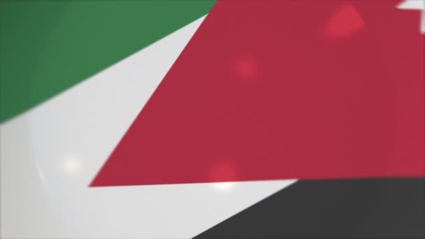 Płyta z flagą Jordanii na stole, kuchnia narodowa konceptualna animacja 3D — Wideo stockowe