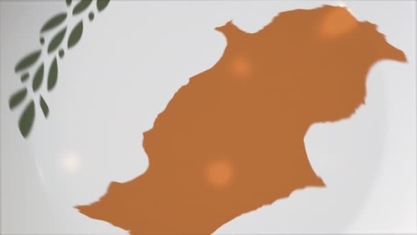 Blick von oben auf die Platte mit der Flagge Zyperns. Konzeptionelle Animation nationaler Gerichte — Stockvideo