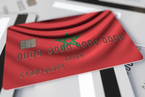 Flag of Morocco on the credit card 3d rendering — Stock Photo, Image