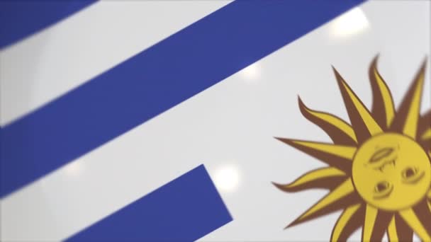 Placa con bandera de Uruguay sobre la mesa, cocina nacional conceptual 3d animación — Vídeo de stock
