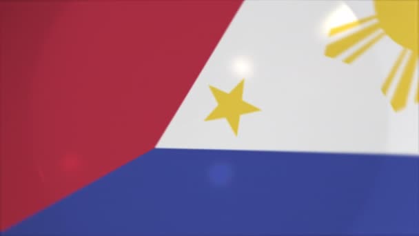 Widok z góry na płytę z flagą Filipin, kuchnia narodowa konceptualna animacja — Wideo stockowe