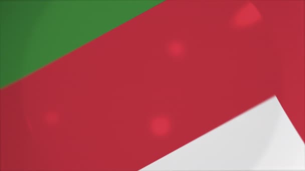 Vista de cima para baixo da placa com bandeira de Omã, cozinha nacional animação conceitual — Vídeo de Stock