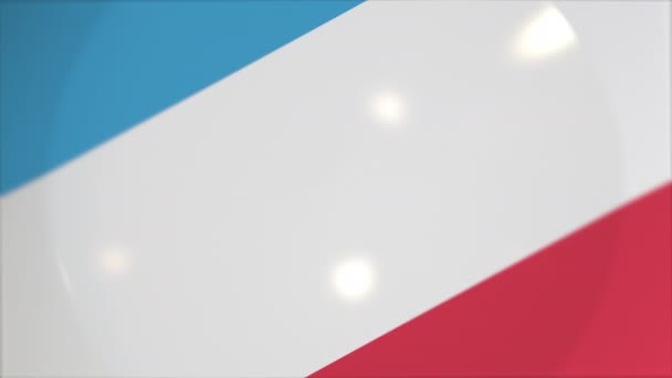 Vista dall'alto verso il basso della targa con bandiera lussemburghese. Piatti nazionali animazione concettuale — Video Stock