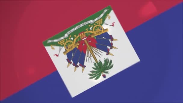 Вид зверху вниз тарілки з прапором Гаїті, національна кулінарна концептуальна анімація — стокове відео