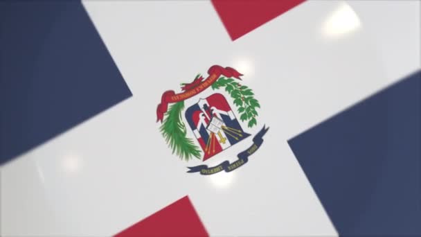 Placa con bandera de la República Dominicana sobre la mesa, cocina nacional conceptual 3d animación — Vídeo de stock