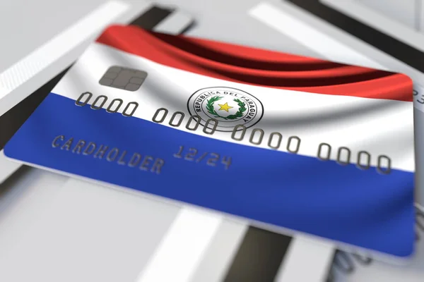 Tarjeta de crédito con bandera de Paraguay 3d rendering — Foto de Stock