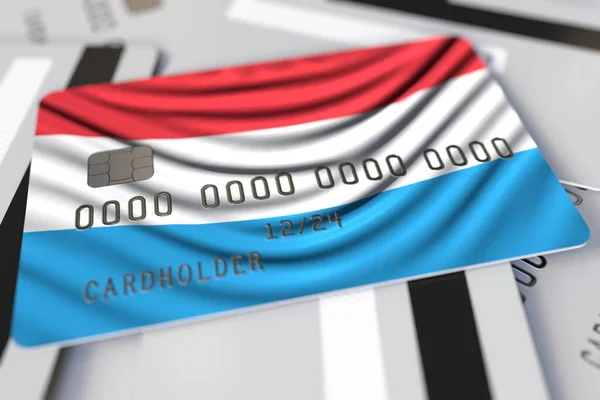 룩셈부르크의 국기가 새겨진 신용 카드 3d 렌더링 — 스톡 사진