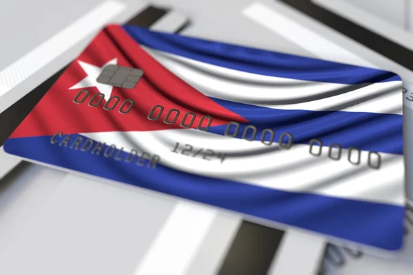 Bandera de Cuba en la tarjeta de crédito 3d rendering —  Fotos de Stock