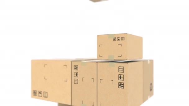 Kartónové krabice paletizace, smyčka pohybu pozadí — Stock video