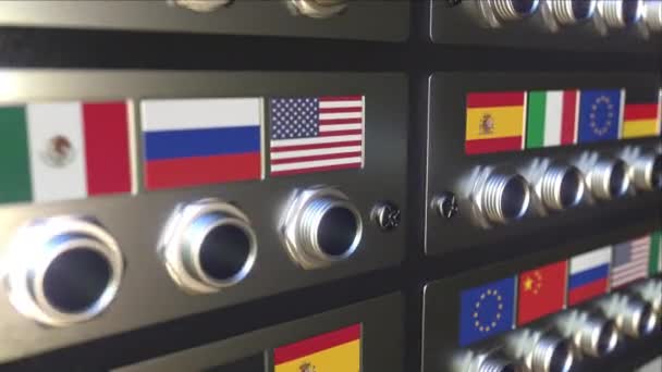 Jack plugg med Europeiska unionens flagga. Konceptuell 3D-animation — Stockvideo