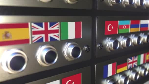 Insertion d'un connecteur dans une prise avec drapeau de l'Arménie. Concept de traduction ou de connexion en ligne, animation 3D — Video