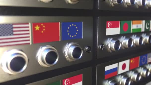 Insertion d'un connecteur dans une prise avec drapeau de l'Inde. Concept de traduction ou de connexion en ligne, animation 3D — Video