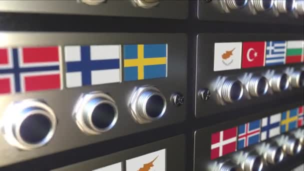 Klinkenstecker mit Flagge von Griechenland. Konzeptionelle 3D-Animation — Stockvideo