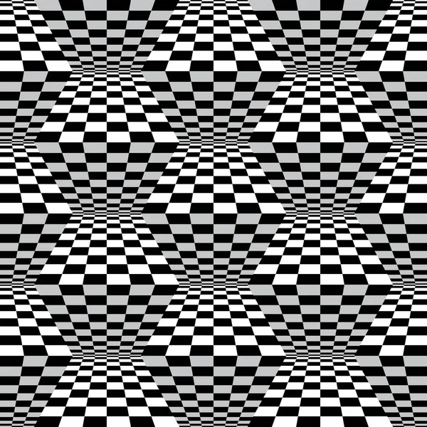 Art Zigzag Verifica Padrão Art Estilo Ilusão Óptica Dimensional Quadrados — Vetor de Stock