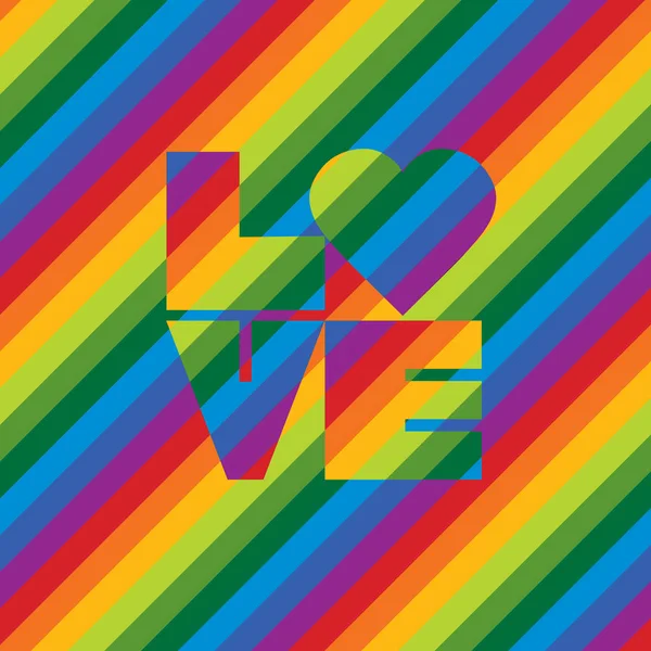 Rainbow Love Retro Style Text Design Love Heart Primary Secondary — стоковый вектор