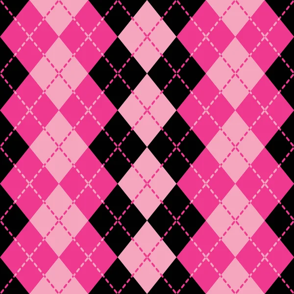 Problemfri Argyle Mønster Med Stiplede Linjer Kontrasterende Farver Pink Sort Royaltyfrie stock-illustrationer