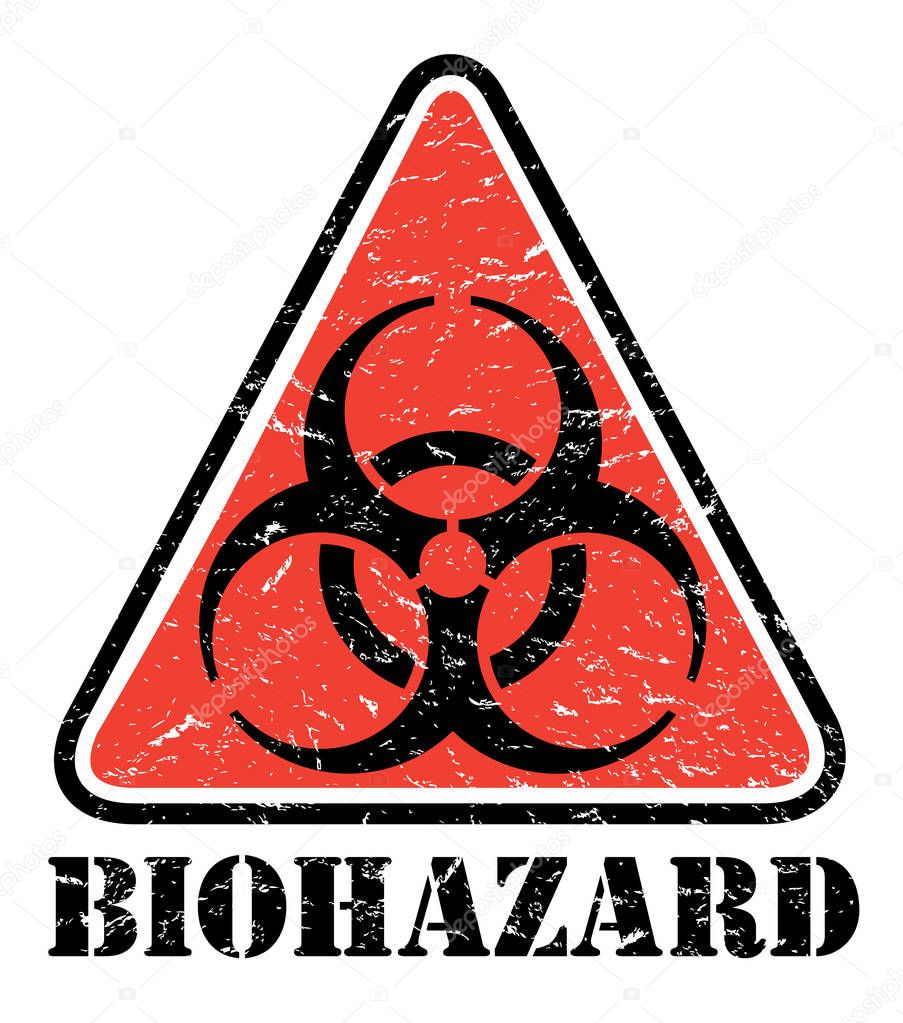 Distressed Bio Hazard Sign Biological waste and infectious disease symbol with grunge effects.