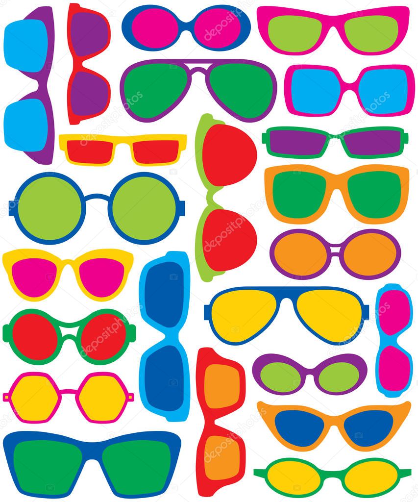 Sunglasses Design Illustration of fashion eyeglass frame styles repeats seamlessly.