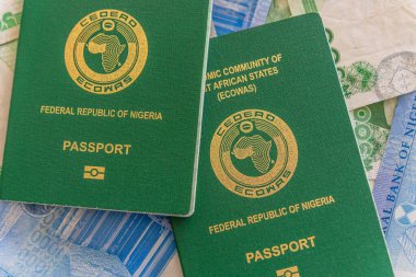 Nijerya uluslararası seyahat pasaportu Nijeryalı Naira Banknotes