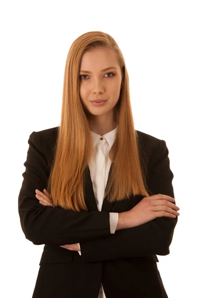 Unternehmensporträt Einer Schönen Geschäftsfrau Isoliert Über Weißem Hintergrund — Stockfoto