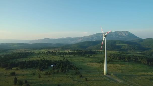 Větrná Turbína Surce Obnovitelné Elektřiny Západní Evropě Slovinsko Při Západu — Stock video