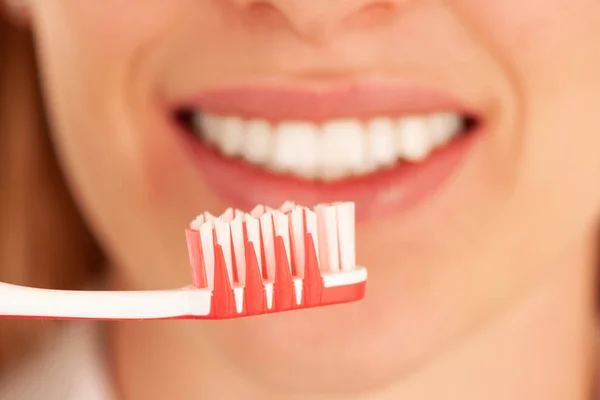 Spazzolino Denti Davanti Dente Donna — Foto Stock