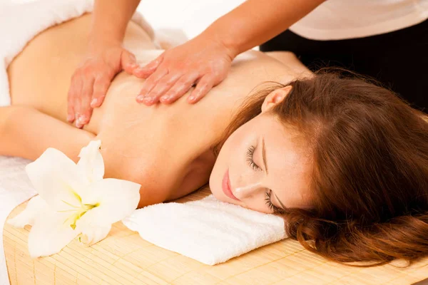 Kroppsvård Spa Kropp Massage Behandling Kvinna Som Har Massage Spa — Stockfoto