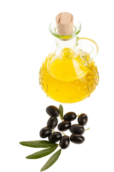Láhev Olivového Oleje Izolovaných Bílém Pozadí — Stock fotografie