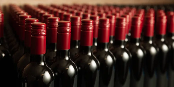 包装と配送のため Redy ワインセラーのワインのボトル — ストック写真