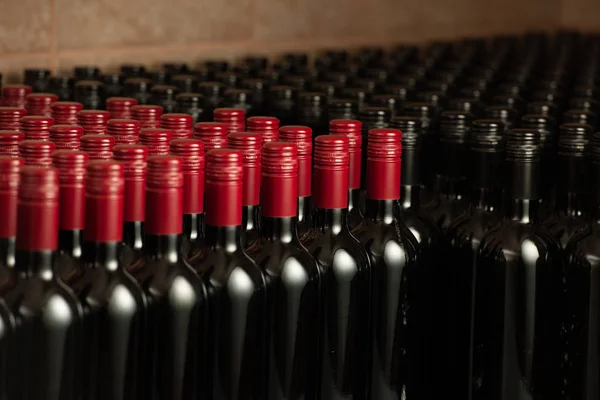 Flaskor Vin Vinkällare Redy För Packning Och Leverans — Stockfoto