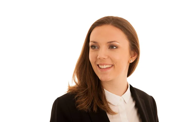 Retrato Corporativo Jovem Bela Mulher Caucasiana Isolada Sobre Fundo Branco — Fotografia de Stock