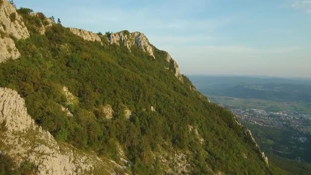 Images Aériennes Chaîne Montagnes Gora Dessus Vallée Vipava Couverte Forêt — Video