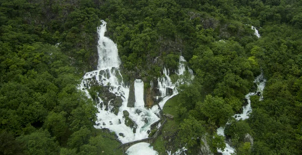 Aerial Utsikt Över Floden Hubelj Våren Grön Skog Efter Kraftigt — Stockfoto