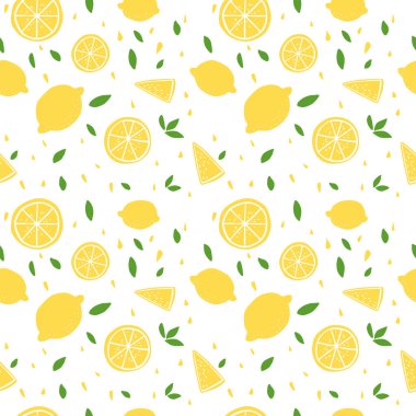 Taze ve sulu limonların el çizimi deseni