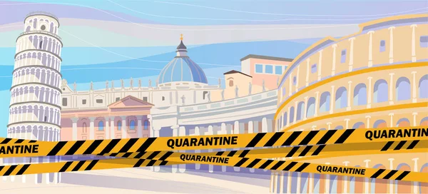 Quarantaine Virus Corona Italie Illustration Vectorielle Conceptuelle — Image vectorielle