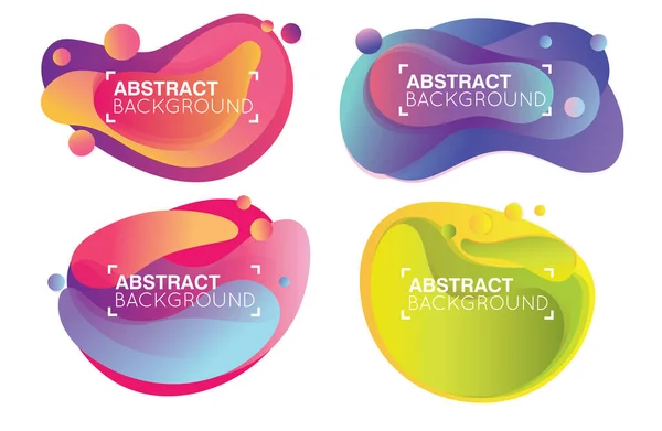 Ensemble Quatre Décors Vectoriels Gradient Coloré Liquide Abstrait Avec Bulles — Image vectorielle