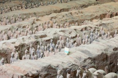 Xian, Çin 24 Mayıs 2018 Chinas ilk İmparator Xian Türbesi Terracotta Army savaşçılar. UNESCO Dünya Mirası sit alanı.