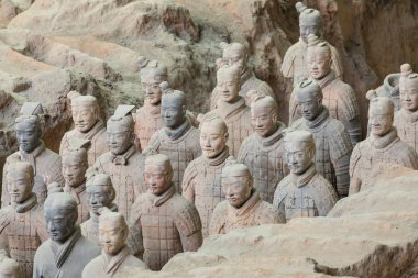 Xian, Çin 24 Mayıs 2018 Chinas ilk İmparator Xian Türbesi Terracotta Army savaşçılar. UNESCO Dünya Mirası sit alanı.