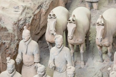 Xian, Çin 24 Mayıs 2018 Chinas ilk İmparator Xian Türbesi Terracotta Army savaşçılar. UNESCO Dünya Mirası sit alanı.