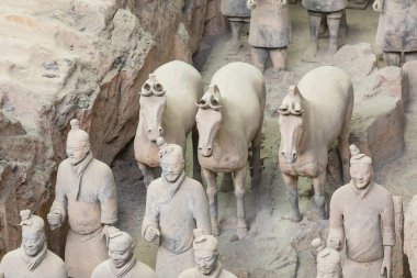 Xian, Çin 24 Mayıs 2018 Chinas ilk İmparator Xian Türbesi Terracotta Army savaşçılar. UNESCO Dünya Mirası sit alanı.