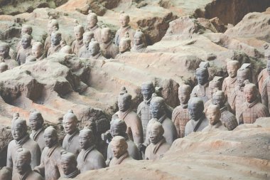 Xian, Çin 24 Mayıs 2018 Chinas ilk İmparator Xian Türbesi Terracotta Army savaşçılar. UNESCO Dünya Mirası sit alanı.