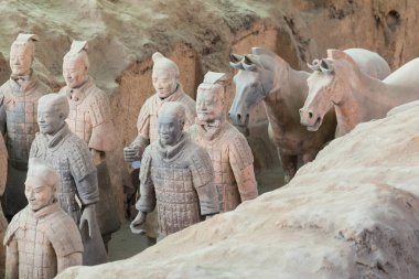 Xian, Çin 24 Mayıs 2018 Chinas ilk İmparator Xian Türbesi Terracotta Army savaşçılar. UNESCO Dünya Mirası sit alanı.