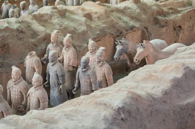 Xian, Çin 24 Mayıs 2018 Chinas ilk İmparator Xian Türbesi Terracotta Army savaşçılar. UNESCO Dünya Mirası sit alanı.