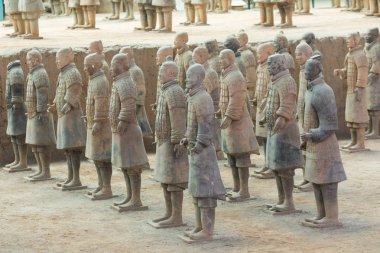 Xian, Çin 24 Mayıs 2018 Chinas ilk İmparator Xian Türbesi Terracotta Army savaşçılar. UNESCO Dünya Mirası sit alanı.
