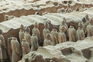 Xian, Çin 24 Mayıs 2018 Chinas ilk İmparator Xian Türbesi Terracotta Army savaşçılar. UNESCO Dünya Mirası sit alanı.